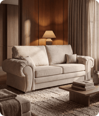 Florence High Back Cream Fabric 3 Seater Sofa Bed