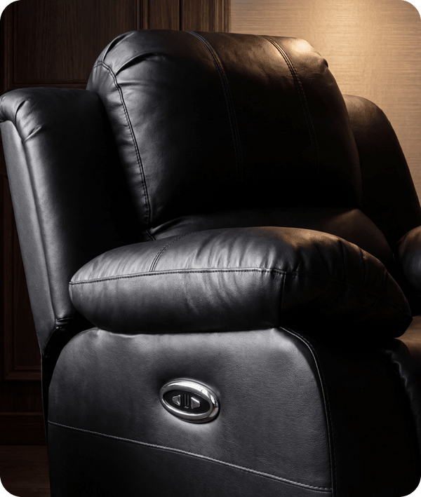 York Black Leather Electric Recliner Armchair