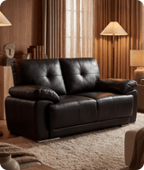 Brighton Black Leather 2 Seater Sofa