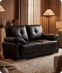 Brighton Black Leather 2 Seater Sofa