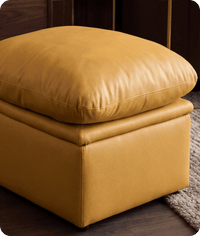Florence Mustard Leather Footstool