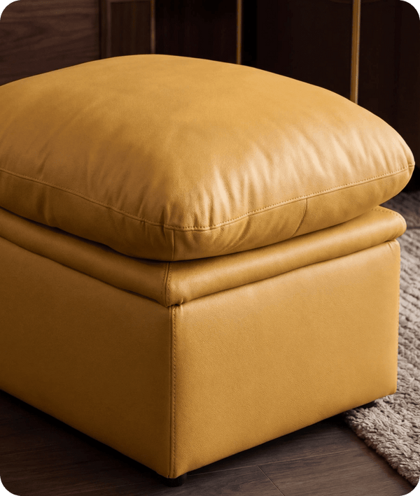Florence Mustard Leather Footstool
