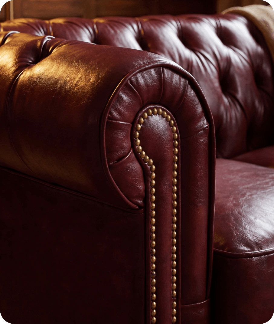 Chesterfield Red Leather Antique 2 Seater Sofa