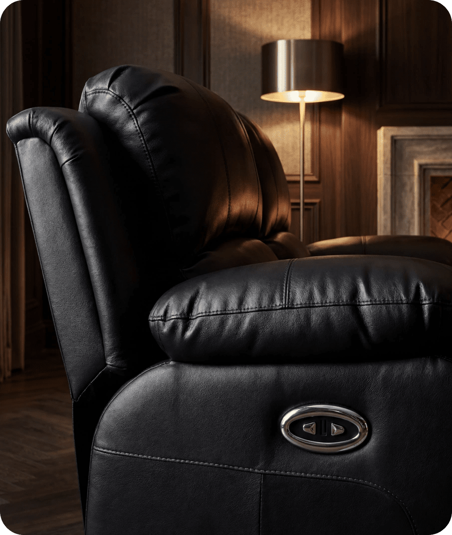 York Black Leather Electric Recliner 2 Seater Sofa