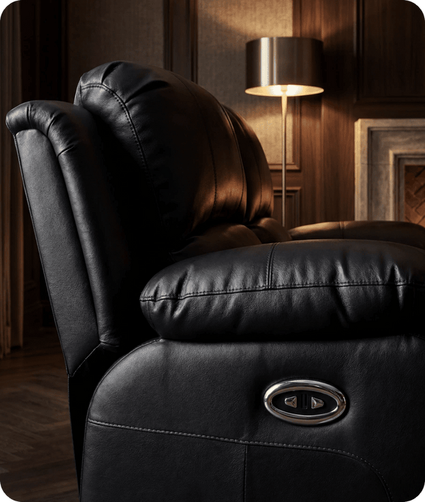 York Black Leather Electric Recliner 2 Seater Sofa