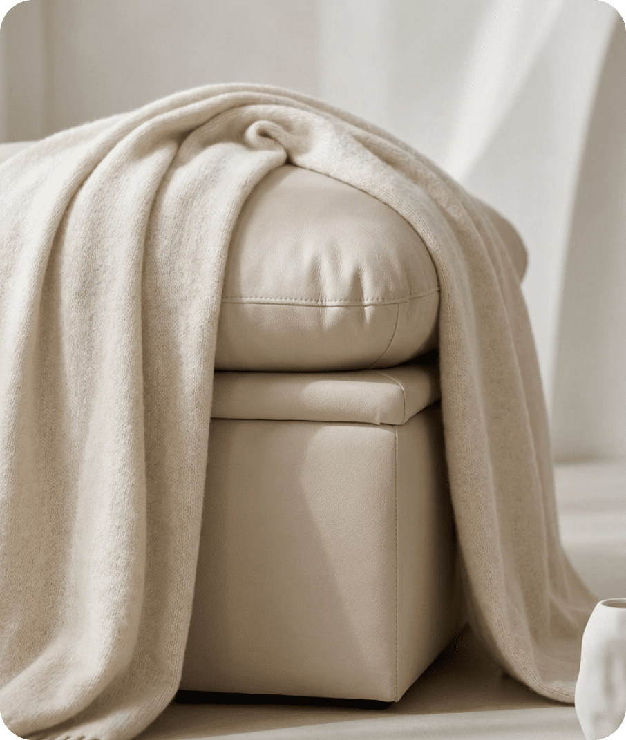 Florence Cream Leather Footstool