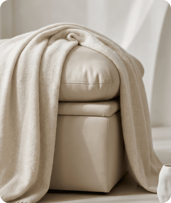 Florence Cream Leather Footstool