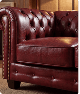 Chesterfield Red Leather Antique 2 Seater Sofa