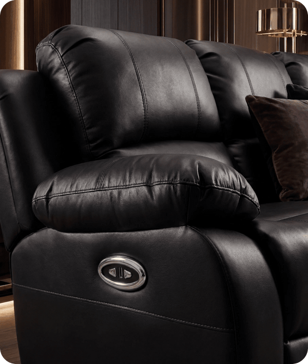 York Black Leather Electric Recliner 3 Seater Sofa