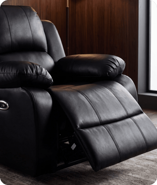 York Black Leather Electric Recliner Armchair