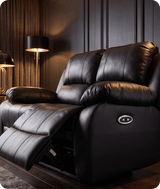 York Black Leather Electric Recliner 2 Seater Sofa