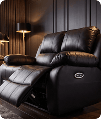 York Black Leather Electric Recliner 2 Seater Sofa