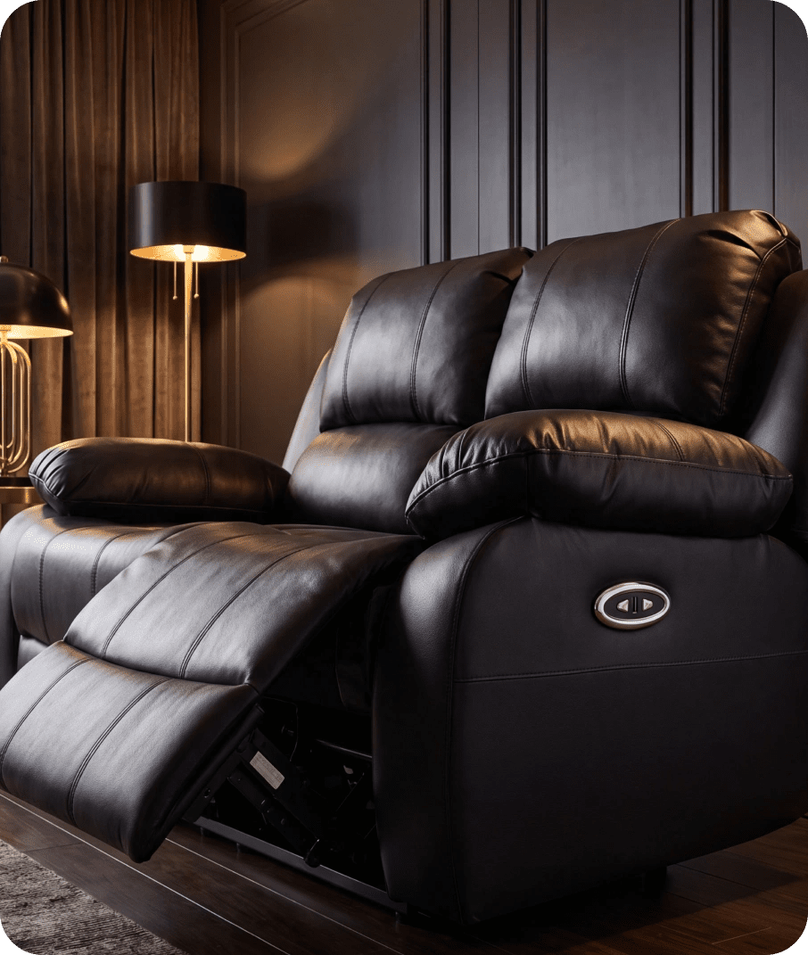 York Black Leather Electric Recliner 2 Seater Sofa