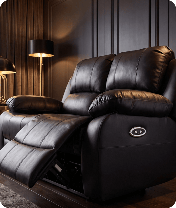 York Black Leather Electric Recliner 2 Seater Sofa