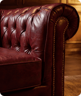 Chesterfield Red Leather Antique 3 Seater Sofa