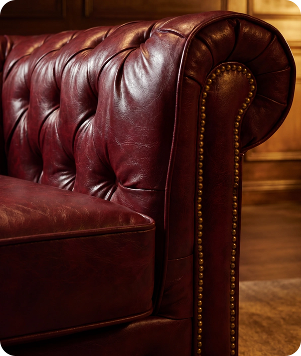 Chesterfield Red Leather Antique 3 Seater Sofa