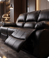 York Black Leather Electric Recliner 3 Seater Sofa