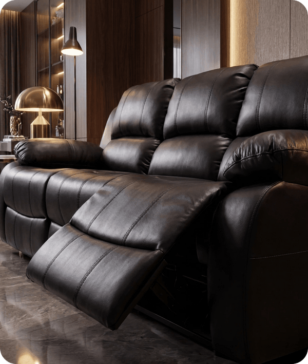 York Black Leather Electric Recliner 3 Seater Sofa