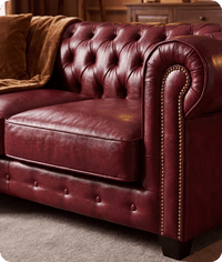 Chesterfield Red Leather Antique 3 Seater Sofa