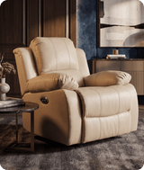 York Cream Leather Electric Recliner Chair