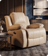 York Cream Leather Electric Recliner Chair