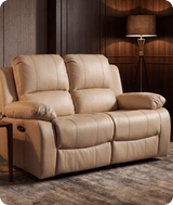 York Cream Leather Electric Recliner 2 Seater Sofa
