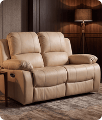 York Cream Leather Electric Recliner 2 Seater Sofa