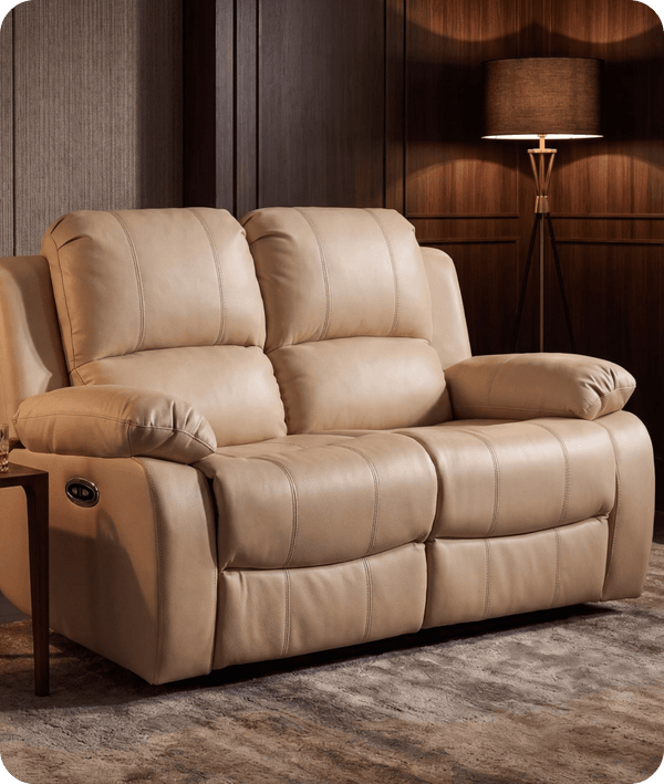 York Cream Leather Electric Recliner 2 Seater Sofa
