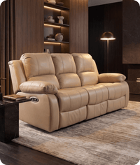 York Cream Leather Electric Recliner 3 Seater Sofa