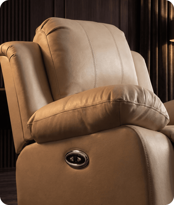 York Cream Leather Electric Recliner Chair