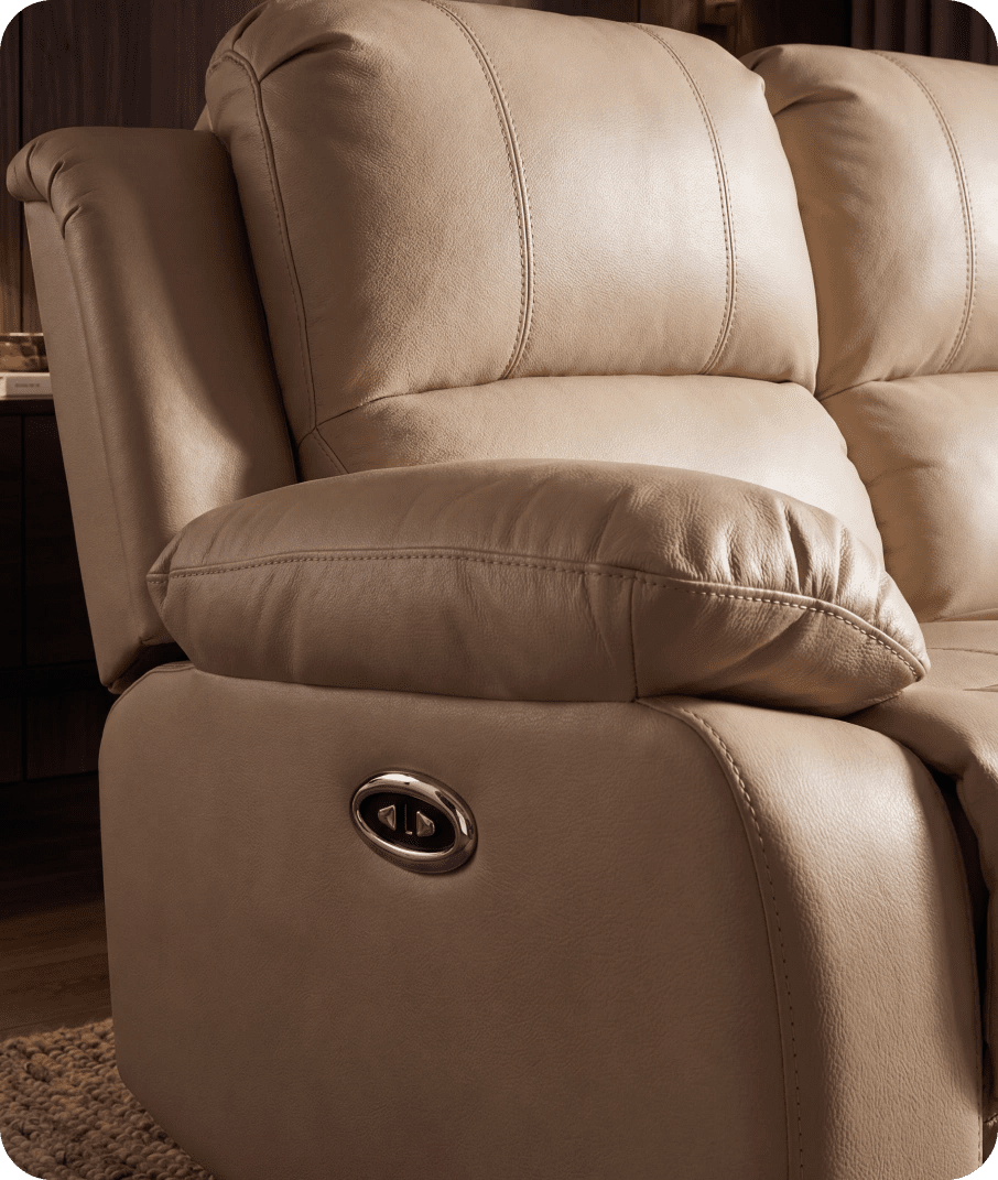 York Cream Leather Electric Recliner 2 Seater Sofa