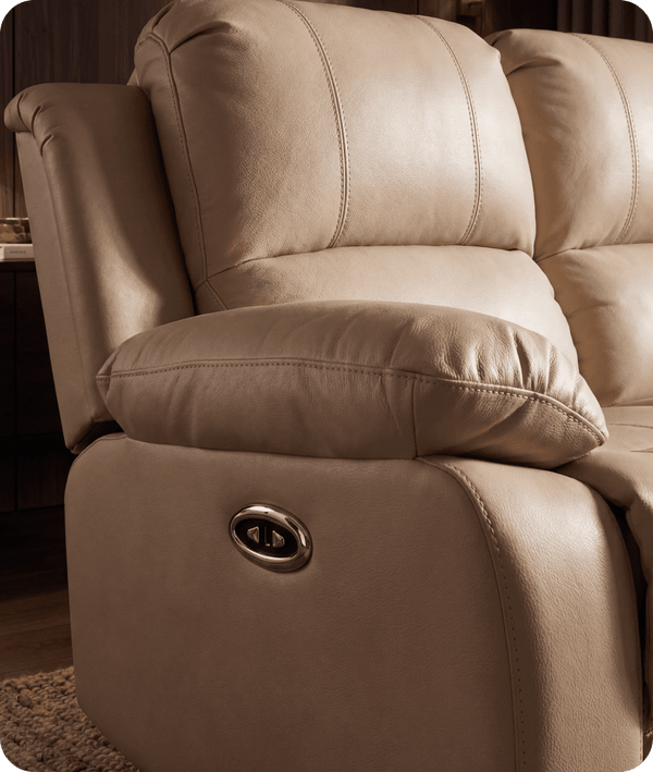 York Cream Leather Electric Recliner 2 Seater Sofa