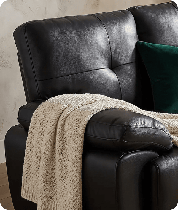 Brighton Black Leather 2 Seater Sofa