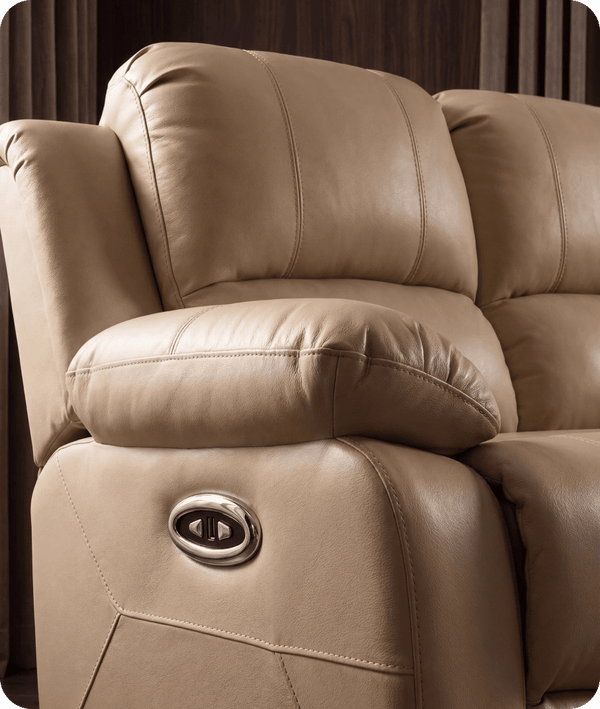 York Cream Leather Electric Recliner 3 Seater Sofa