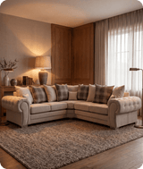 Florence Scatter Back  Cream Fabric Corner Sofa