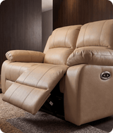 York Cream Leather Electric Recliner 2 Seater Sofa