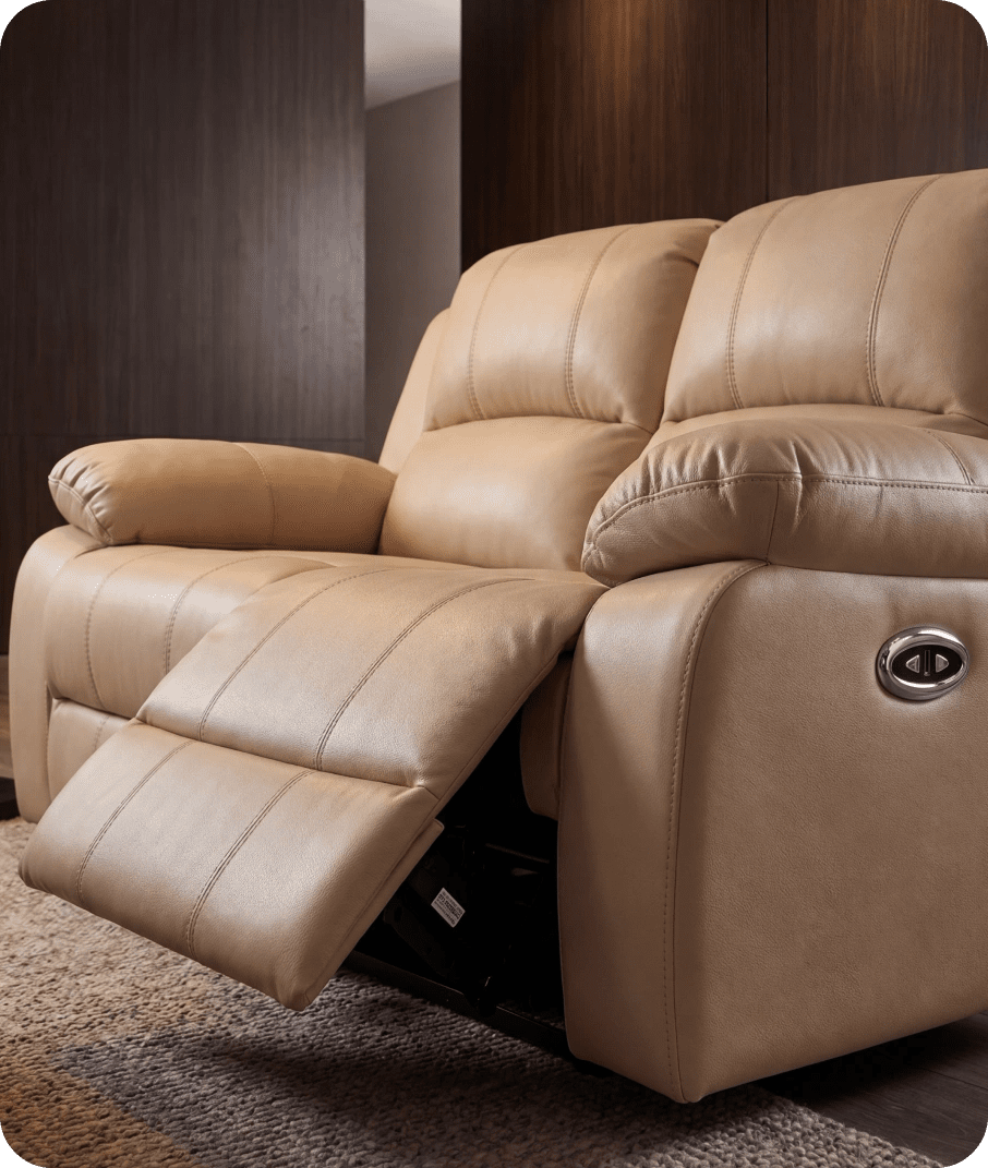 York Cream Leather Electric Recliner 2 Seater Sofa