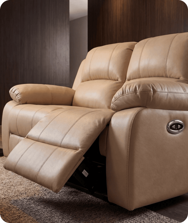 York Cream Leather Electric Recliner 2 Seater Sofa