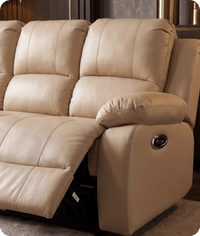 York Cream Leather Electric Recliner 3 Seater Sofa