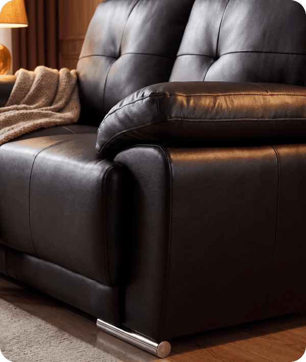 Brighton Black Leather 2 Seater Sofa