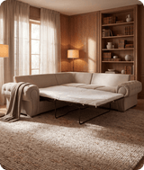 Florence High Back Cream Fabric Corner Sofa Bed