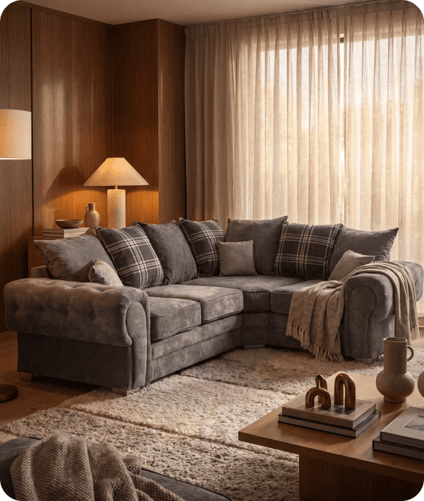 Florence Scatter Grey Fabric Right Corner Sofa