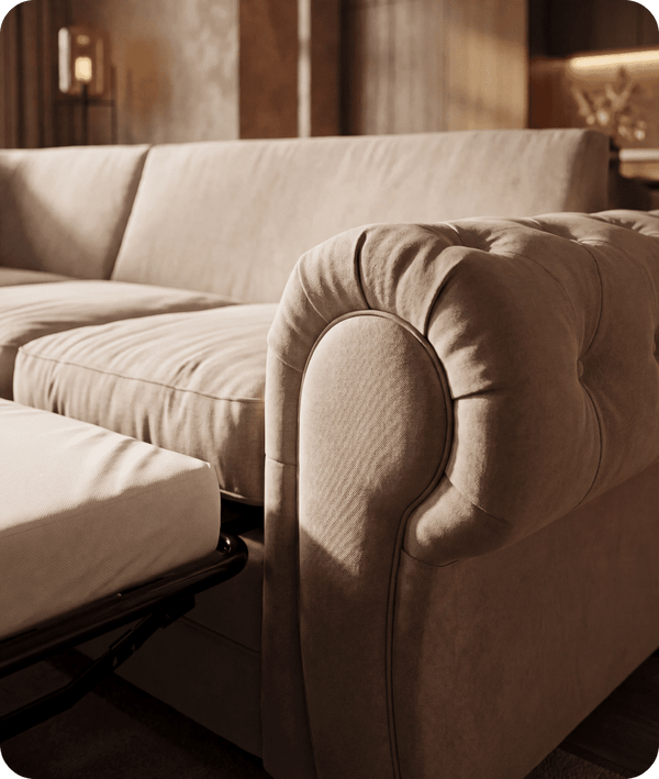 Florence High Back Cream Fabric Corner Sofa Bed