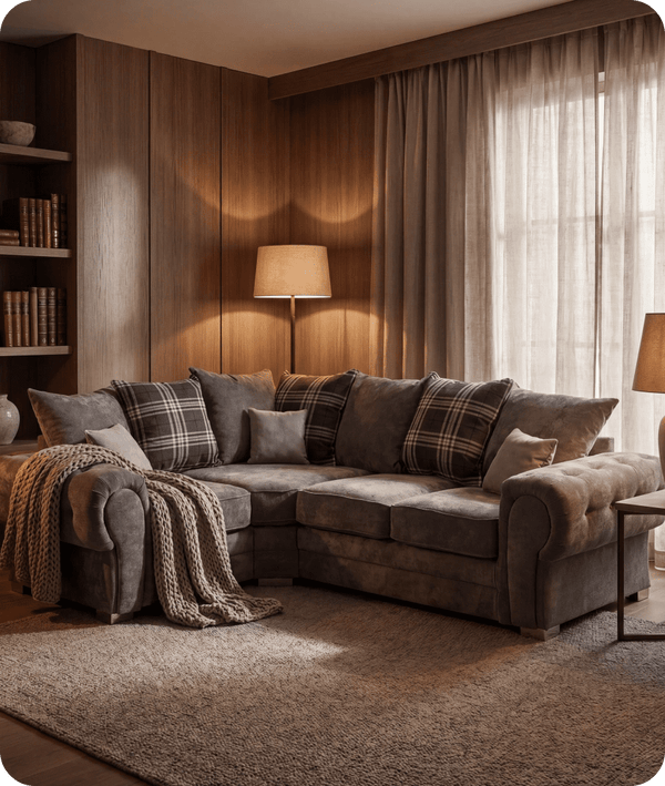 Florence Scatter Grey Fabric Left Corner Sofa