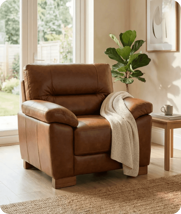 Dalmore Genuine Leather Tan Armchair