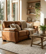 Dalmore Genuine Leather Tan 3 Seater Sofa