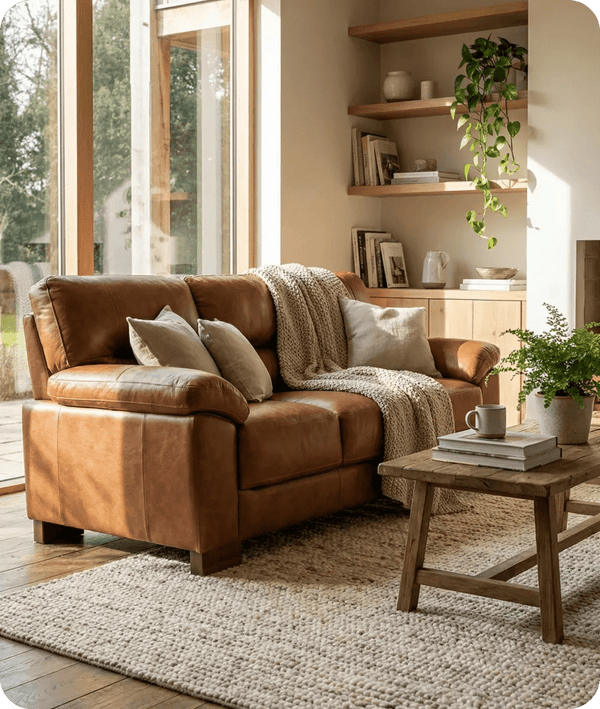 Dalmore Genuine Leather Tan 3 Seater Sofa