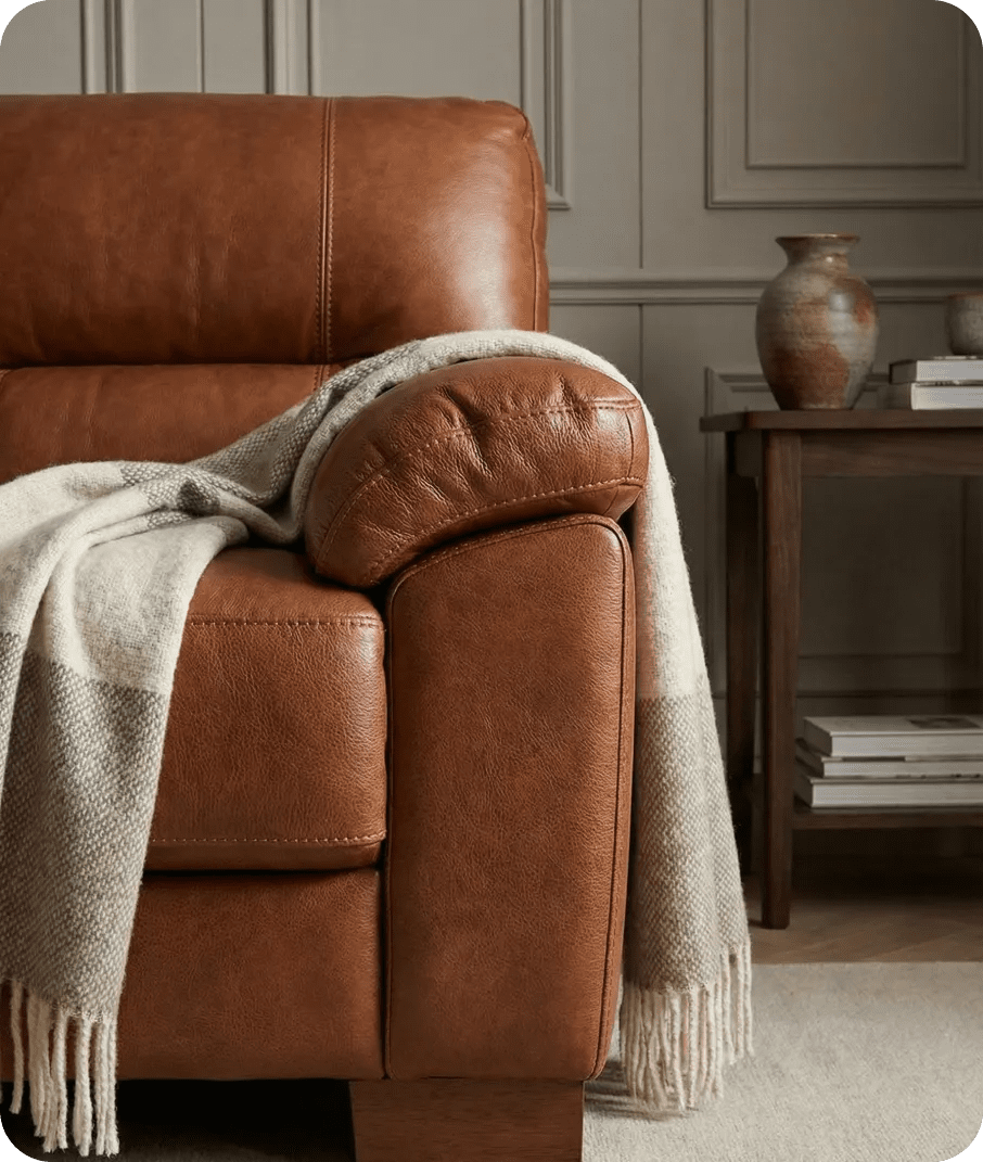 Dalmore Genuine Leather Tan 3 Seater Sofa