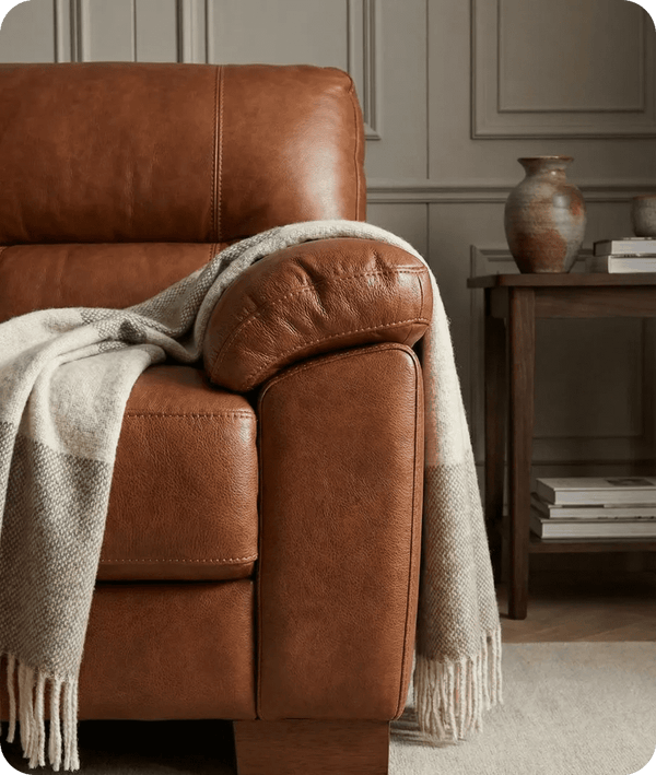 Dalmore Genuine Leather Tan 3 Seater Sofa