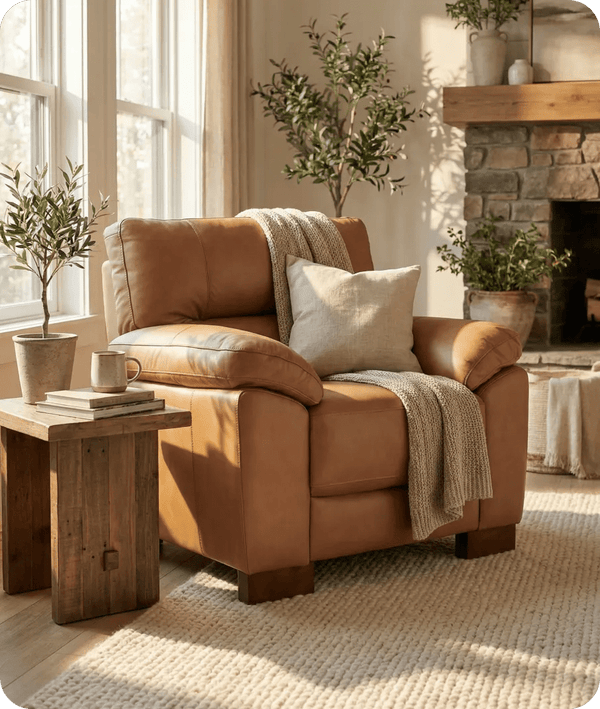 Dalmore Genuine Leather Caramel Armchair